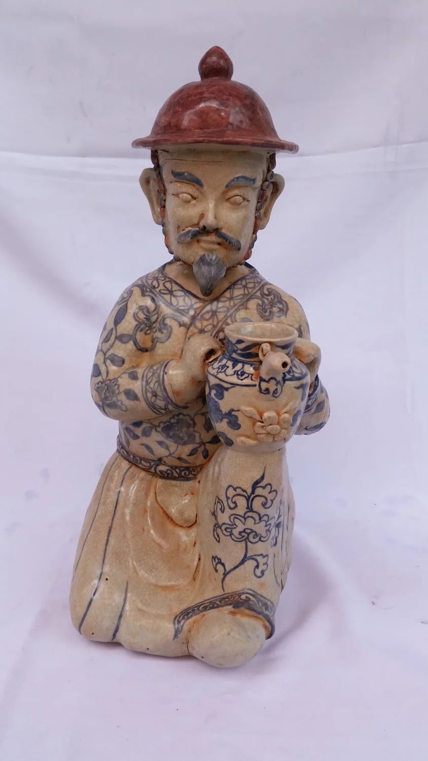 Antique Chinese Blue and White Porcelain Ming Dynasty War Pitcher, view 3
