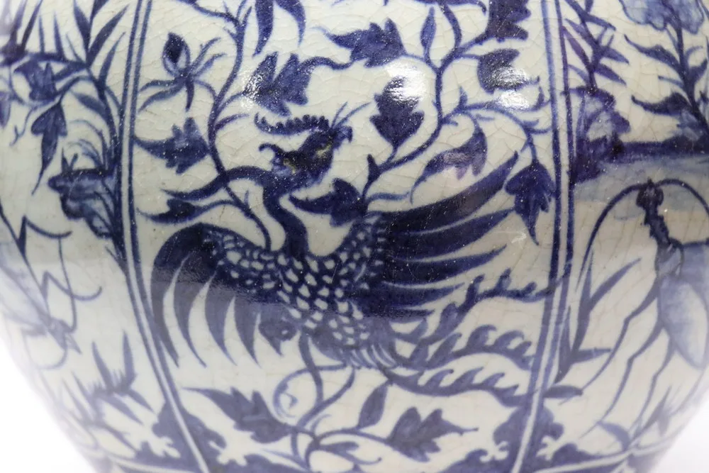 Rare Antique Chinese Blue and White Porcelain Double Gourd Vase Yuan Dynasty, view 2
