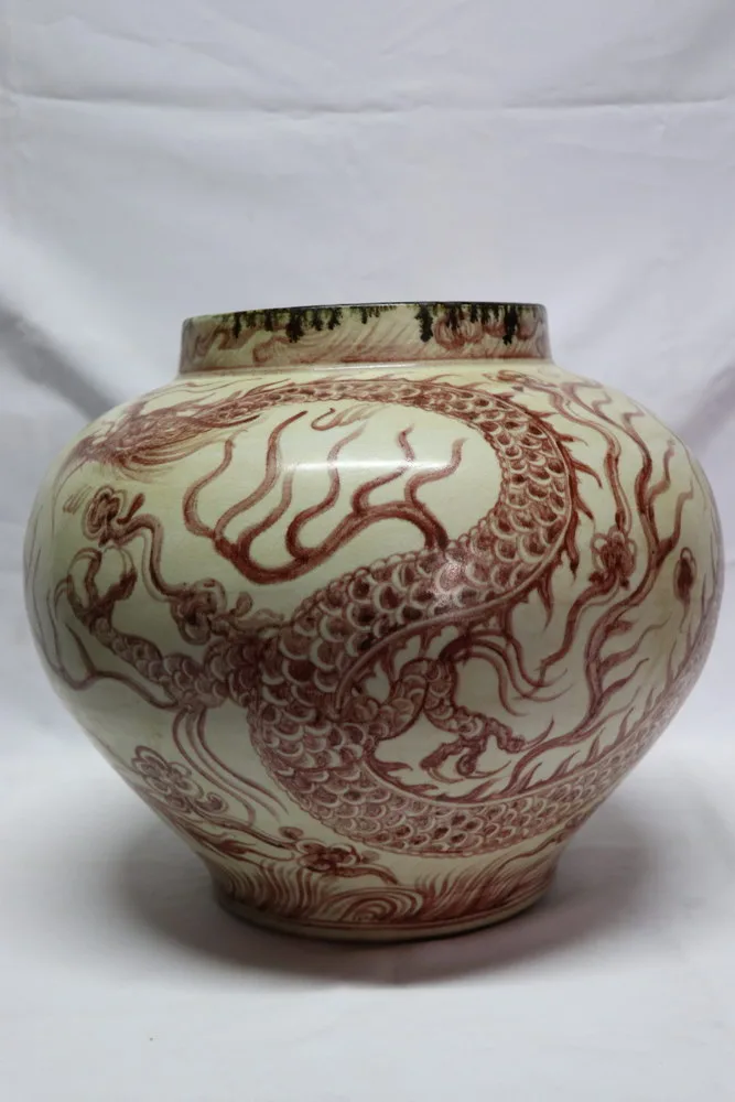 Yuan Dynasty Vase 3 claw dragon - Red and White Porcelain, view 2